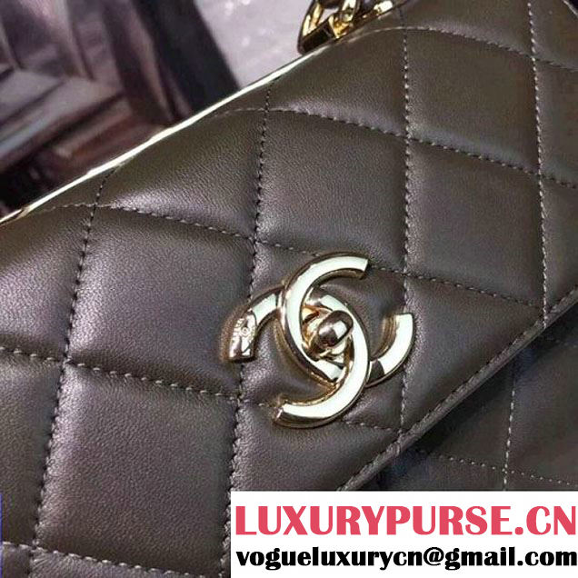 Chanel Small Trendy CC Flap Bag With Top Handle Dark Green 2017(Light Gold Hardware) (KS-7121621 )