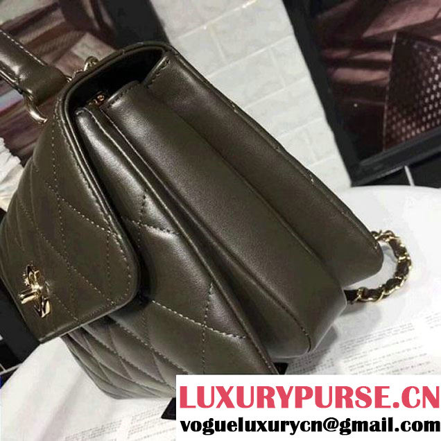 Chanel Small Trendy CC Flap Bag With Top Handle Dark Green 2017(Light Gold Hardware) (KS-7121621 )