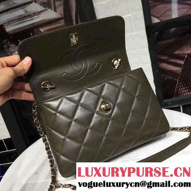 Chanel Small Trendy CC Flap Bag With Top Handle Dark Green 2017(Light Gold Hardware) (KS-7121621 )
