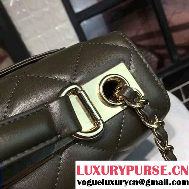 Chanel Small Trendy CC Flap Bag With Top Handle Dark Green 2017(Light Gold Hardware) (KS-7121621 )