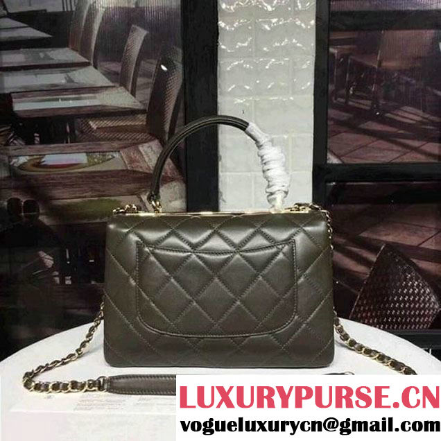 Chanel Small Trendy CC Flap Bag With Top Handle Dark Green 2017(Light Gold Hardware) (KS-7121621 )