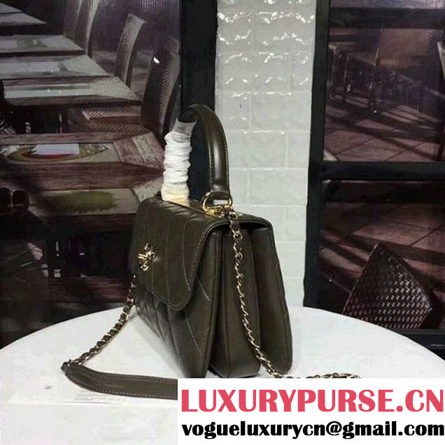 Chanel Small Trendy CC Flap Bag With Top Handle Dark Green 2017(Light Gold Hardware) (KS-7121621 )
