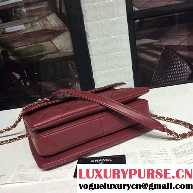 Chanel Small Trendy CC Flap Bag With Top Handle Burgundy 2017(Light Gold Hardware) (KS-7121620 )