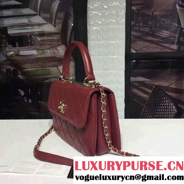 Chanel Small Trendy CC Flap Bag With Top Handle Burgundy 2017(Light Gold Hardware) (KS-7121620 )