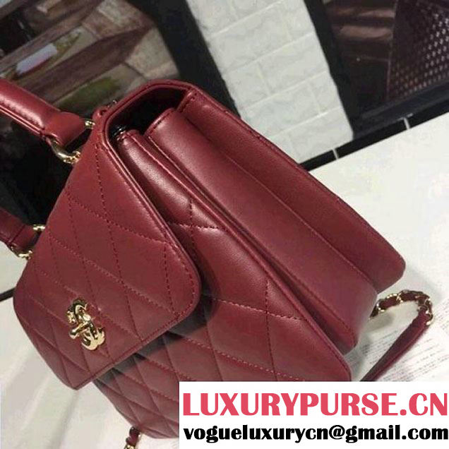 Chanel Small Trendy CC Flap Bag With Top Handle Burgundy 2017(Light Gold Hardware) (KS-7121620 )