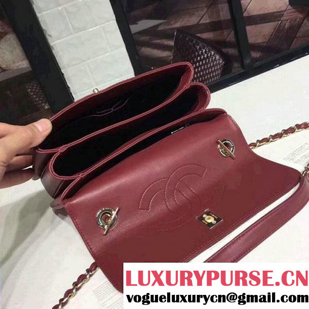Chanel Small Trendy CC Flap Bag With Top Handle Burgundy 2017(Light Gold Hardware) (KS-7121620 )