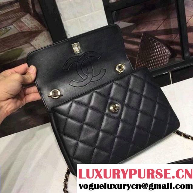Chanel Small Trendy CC Flap Bag With Top Handle Black 2017(Light Gold Hardware) (KS-7121619 )