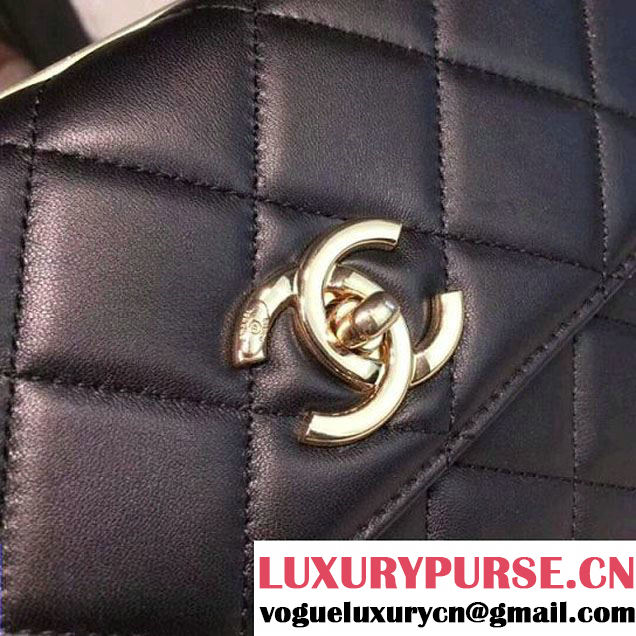 Chanel Small Trendy CC Flap Bag With Top Handle Black 2017(Light Gold Hardware) (KS-7121619 )