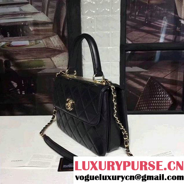 Chanel Small Trendy CC Flap Bag With Top Handle Black 2017(Light Gold Hardware) (KS-7121619 )