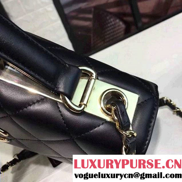 Chanel Small Trendy CC Flap Bag With Top Handle Black 2017(Light Gold Hardware) (KS-7121619 )