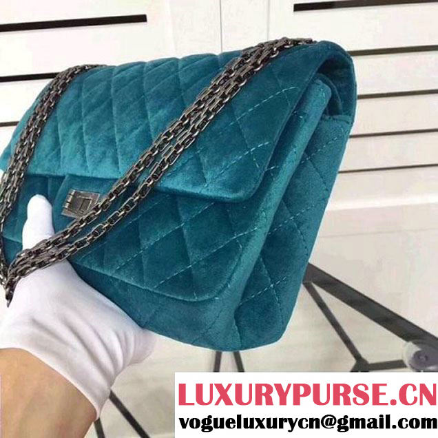 Chanel Velvet 2.55 Flap Bag Size 225 Turquoise 2017  (2A043-7122109 )