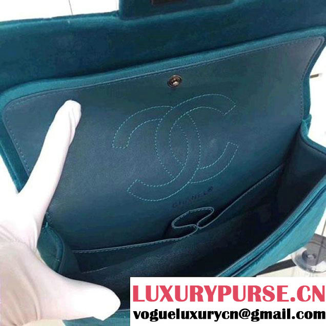 Chanel Velvet 2.55 Flap Bag Size 225 Turquoise 2017  (2A043-7122109 )