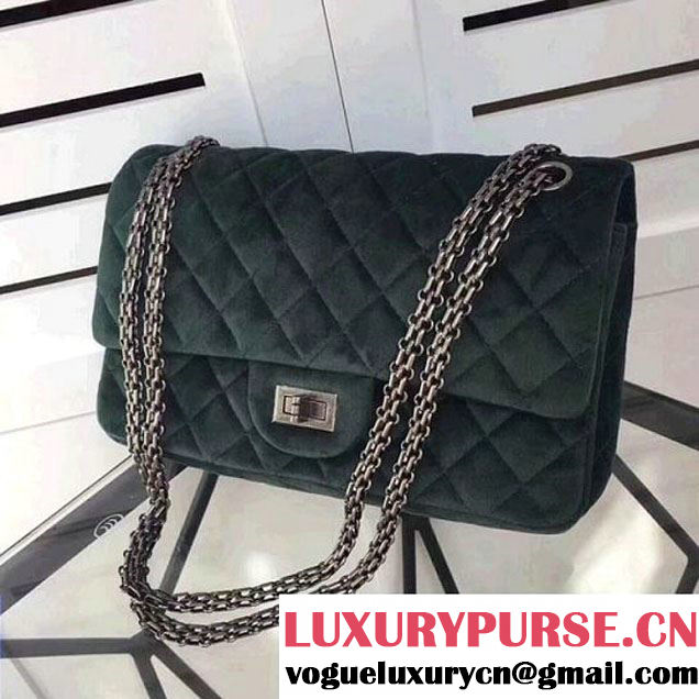 Chanel Velvet 2.55 Flap Bag Size 225 Green 2017(SH) (2A043-7122108 )