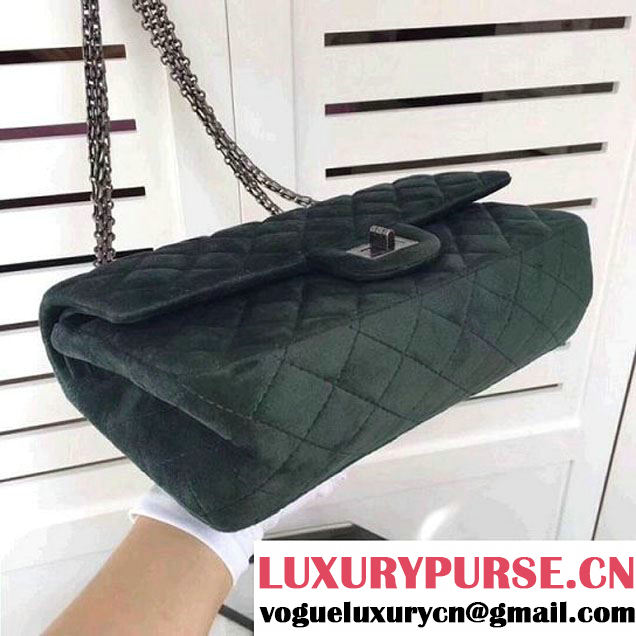 Chanel Velvet 2.55 Flap Bag Size 225 Green 2017(SH) (2A043-7122108 )