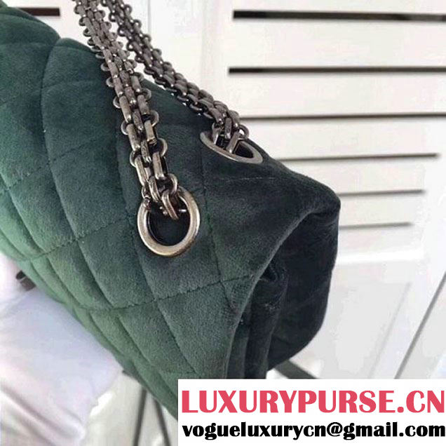 Chanel Velvet 2.55 Flap Bag Size 225 Green 2017(SH) (2A043-7122108 )