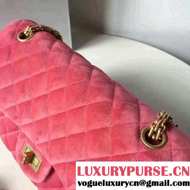 Chanel Velvet 2.55 Flap Bag Size 225 Peach 2017(GH) (2A043-7122107 )
