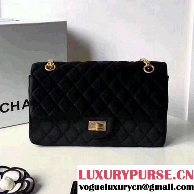 Chanel Velvet 2.55 Flap Bag Size 225 Black 2017(GH) (2A043-7122106 )