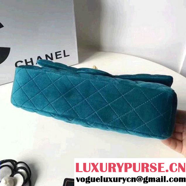 Chanel Velvet 2.55 Flap Bag Size 225 Turquoise 2017 (GH) (2A043-7122105 )