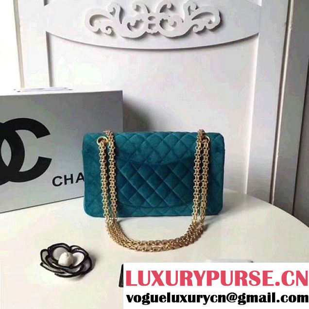 Chanel Velvet 2.55 Flap Bag Size 225 Turquoise 2017 (GH) (2A043-7122105 )