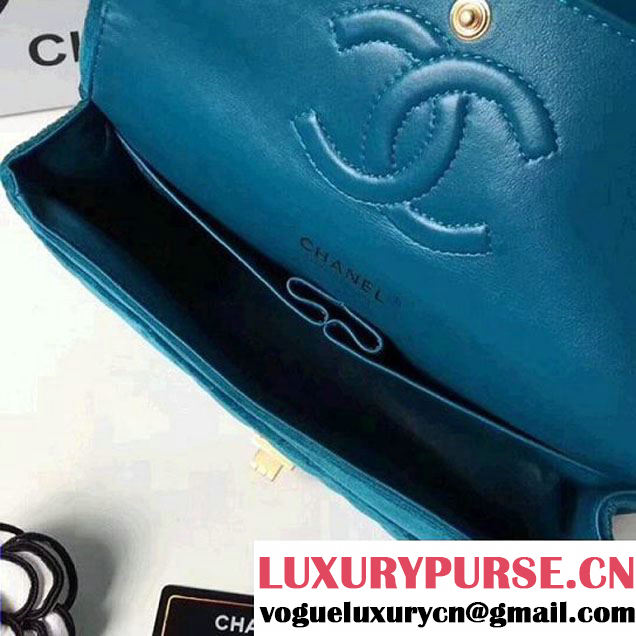 Chanel Velvet 2.55 Flap Bag Size 225 Turquoise 2017 (GH) (2A043-7122105 )