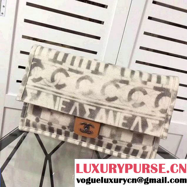 Chanel Iliad Printed Toile Clutch Bag A91749 2018 (2A043-7122118 )