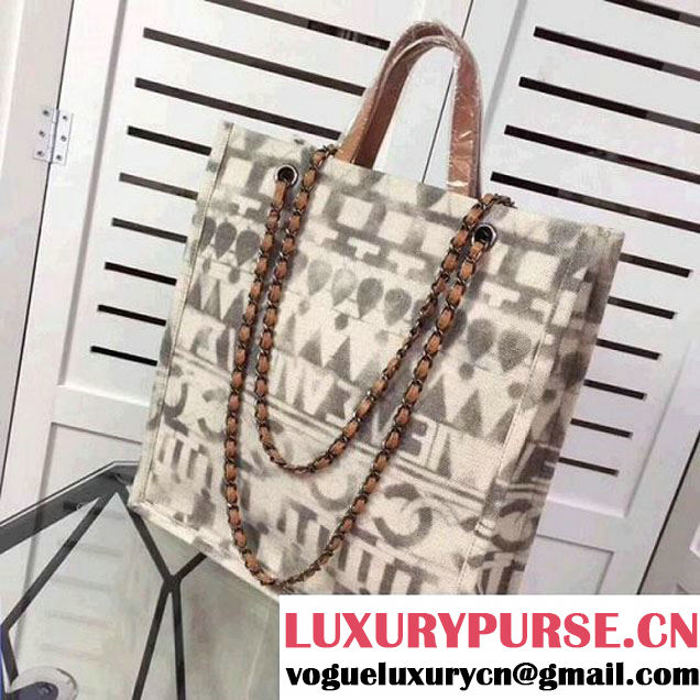 Chanel Iliad Printed Toile Large Shopping Bag A91746 2018 (2A043-7122116 )