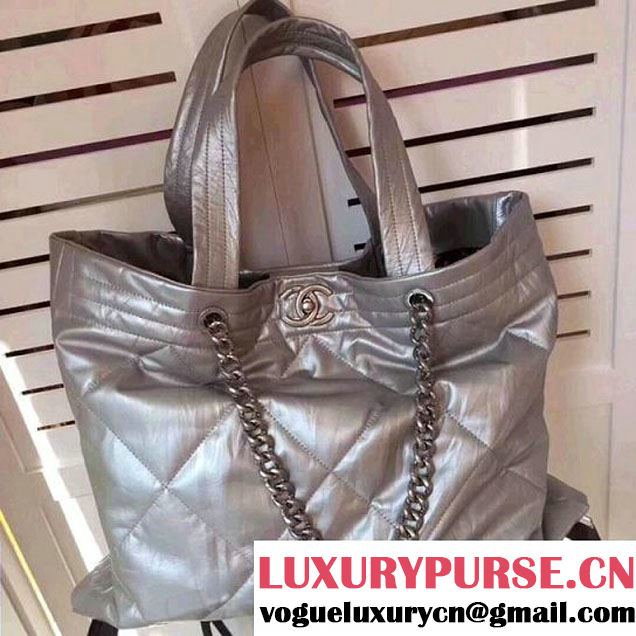 Chanel Iridescent Shopping Tote Bag Silver F/W 2017 (2A043-7122115 )