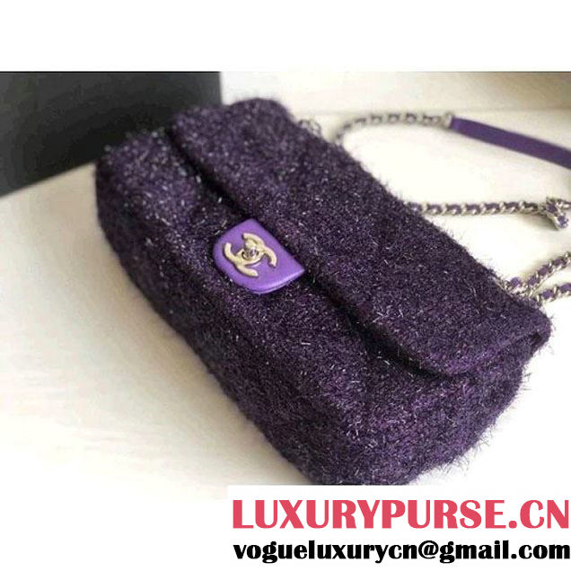 Chanel Knit Pluto Glitter Medium Flap Bag A91984 Purple F/W 2017 (ZMD-7122124 )
