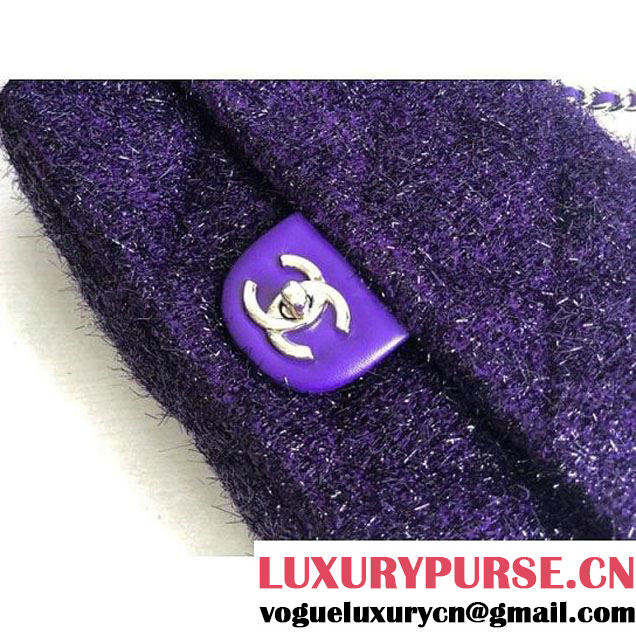 Chanel Knit Pluto Glitter Medium Flap Bag A91984 Purple F/W 2017 (ZMD-7122124 )