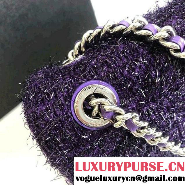 Chanel Knit Pluto Glitter Medium Flap Bag A91984 Purple F/W 2017 (ZMD-7122124 )