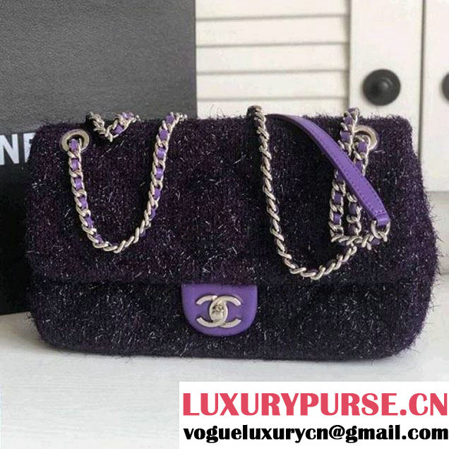 Chanel Knit Pluto Glitter Medium Flap Bag A91984 Purple F/W 2017 (ZMD-7122124 )