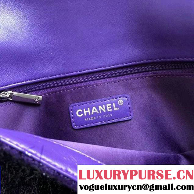 Chanel Knit Pluto Glitter Medium Flap Bag A91984 Purple F/W 2017 (ZMD-7122124 )
