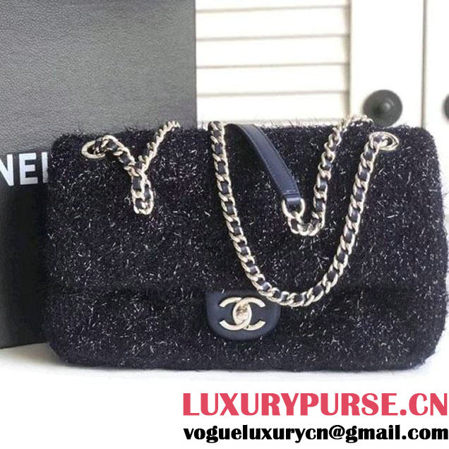 Chanel Knit Pluto Glitter Medium Flap Bag A91984 Deep Blue F/W 2017 (ZMD-7122123 )