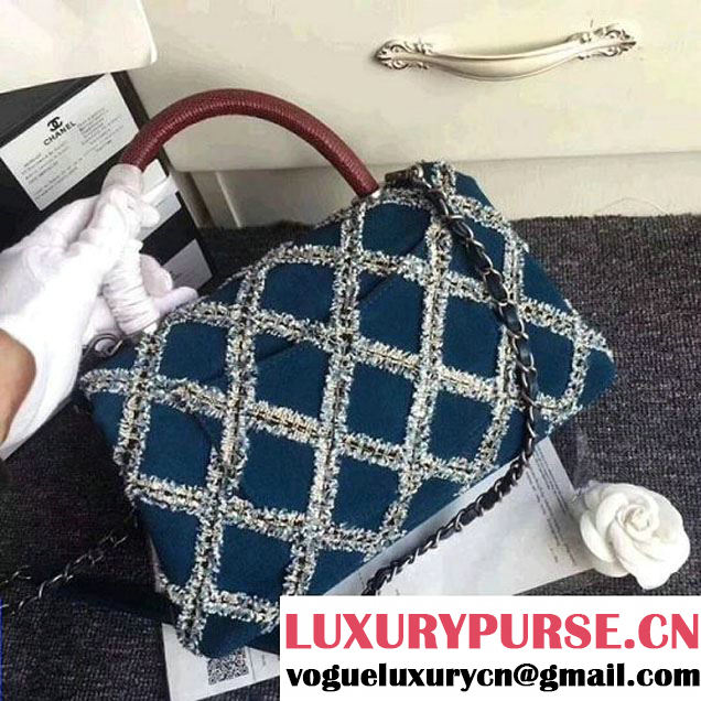 Chanel Tweed & Suede Coco Handle Small Bag Cyan 2018 (ZMD-8010203 )