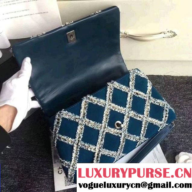 Chanel Tweed & Suede Coco Handle Small Bag Cyan 2018 (ZMD-8010203 )
