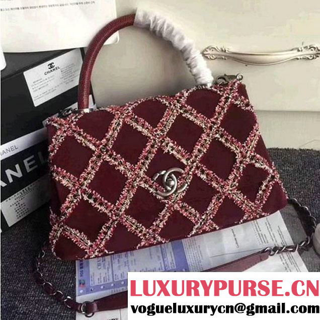 Chanel Tweed & Suede Coco Handle Small Bag Red 2018 (ZMD-8010202 )