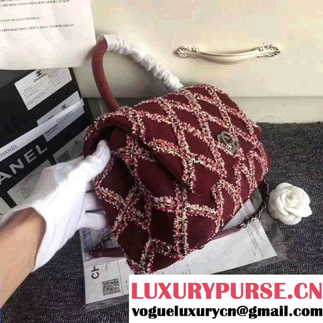 Chanel Tweed & Suede Coco Handle Small Bag Red 2018 (ZMD-8010202 )