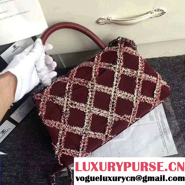Chanel Tweed & Suede Coco Handle Small Bag Red 2018 (ZMD-8010202 )