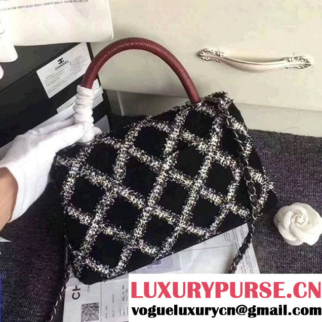 Chanel Tweed & Suede Coco Handle Small Bag Black 2018 (ZMD-8010201 )