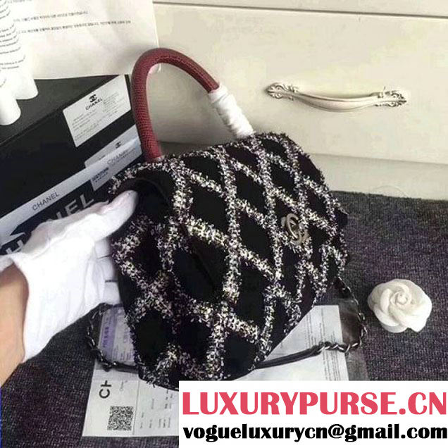 Chanel Tweed & Suede Coco Handle Small Bag Black 2018 (ZMD-8010201 )