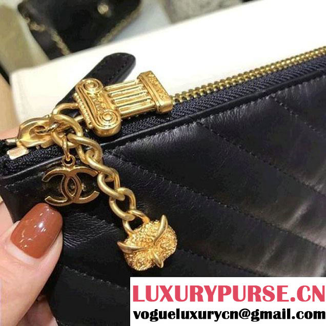 Chanel Lambskin Pouch With Charms A82545 Black 2018 (AV-8010233 )