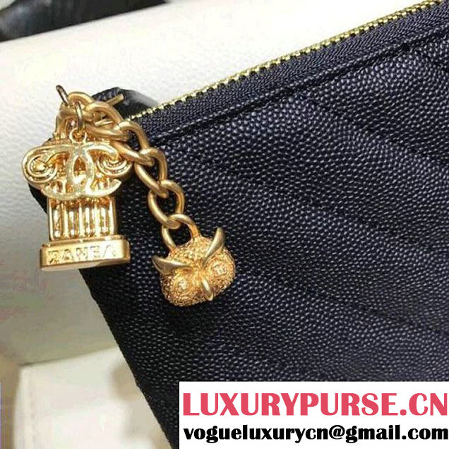 Chanel Grained Lambskin Pouch With Charms A82545 Black 2018 (AV-8010232 )