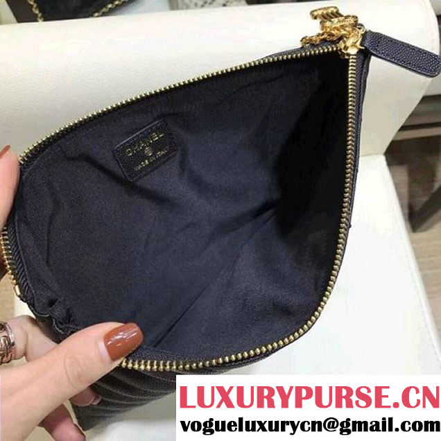 Chanel Grained Lambskin Pouch With Charms A82545 Black 2018 (AV-8010232 )