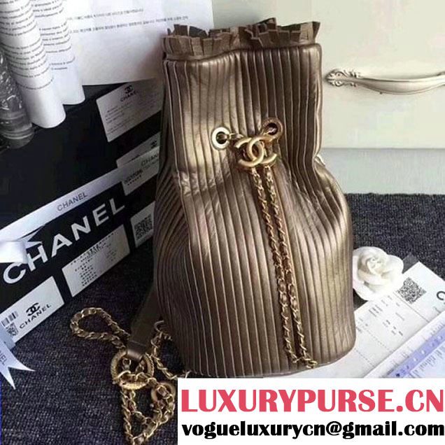 Chanel Calfskin Coco Pleats Small Backpack Bag A57145 Gold 2018 (ZMD-8010217 )