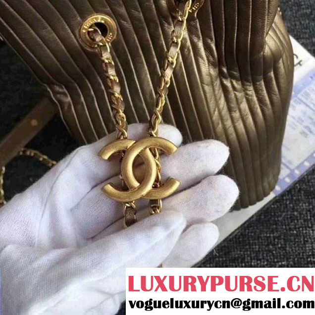 Chanel Calfskin Coco Pleats Small Backpack Bag A57145 Gold 2018  (ZMD-8010217 )