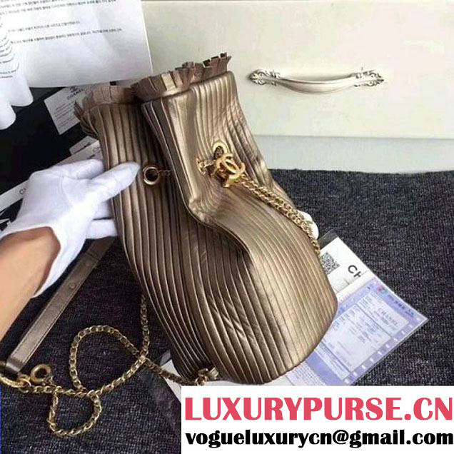 Chanel Calfskin Coco Pleats Small Backpack Bag A57145 Gold 2018  (ZMD-8010217 )