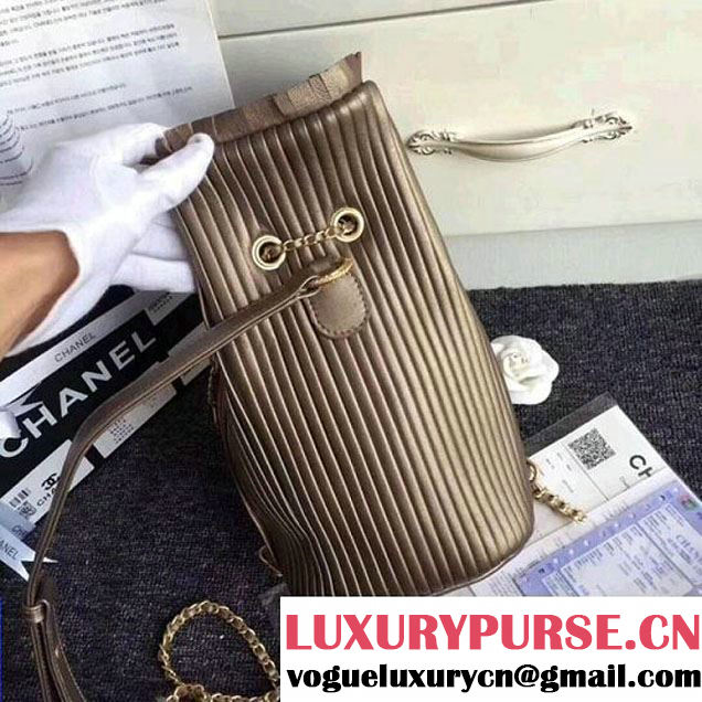 Chanel Calfskin Coco Pleats Small Backpack Bag A57145 Gold 2018  (ZMD-8010217 )