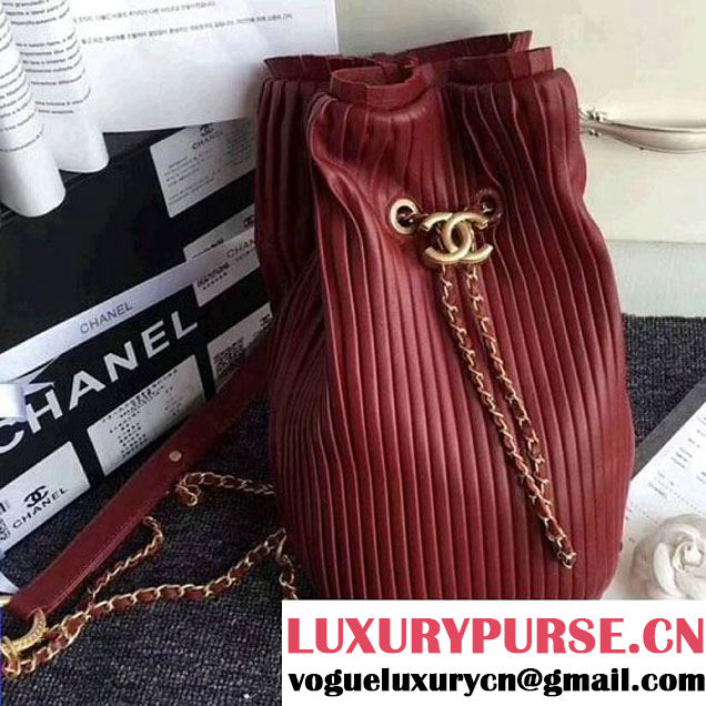 Chanel Calfskin Coco Pleats Small Backpack Bag A57145 Red 2018 (ZMD-8010216 )