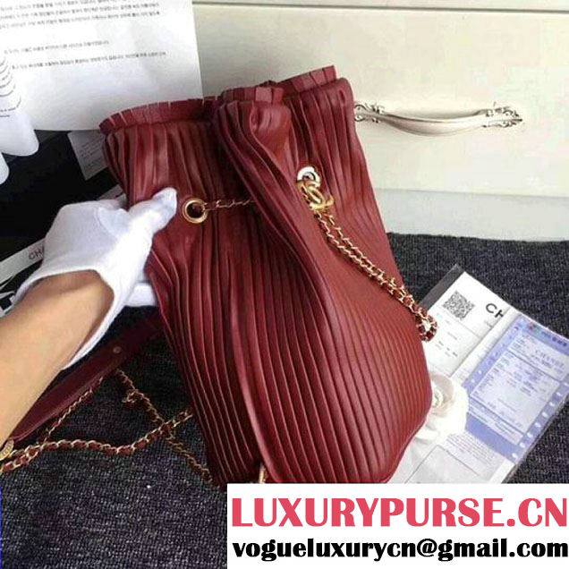 Chanel Calfskin Coco Pleats Small Backpack Bag A57145 Red 2018  (ZMD-8010216 )