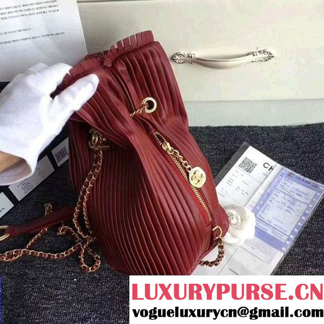 Chanel Calfskin Coco Pleats Small Backpack Bag A57145 Red 2018  (ZMD-8010216 )